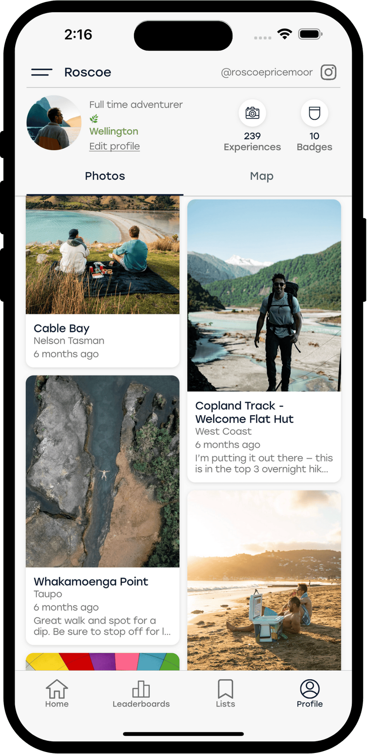 Keep a record of your travels - Roady app feature